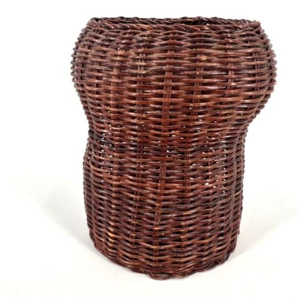 Vintage Wicker Rattan Woven Potpourri Basket Owl Collectible Adirondack Camp - Picture 2 of 11